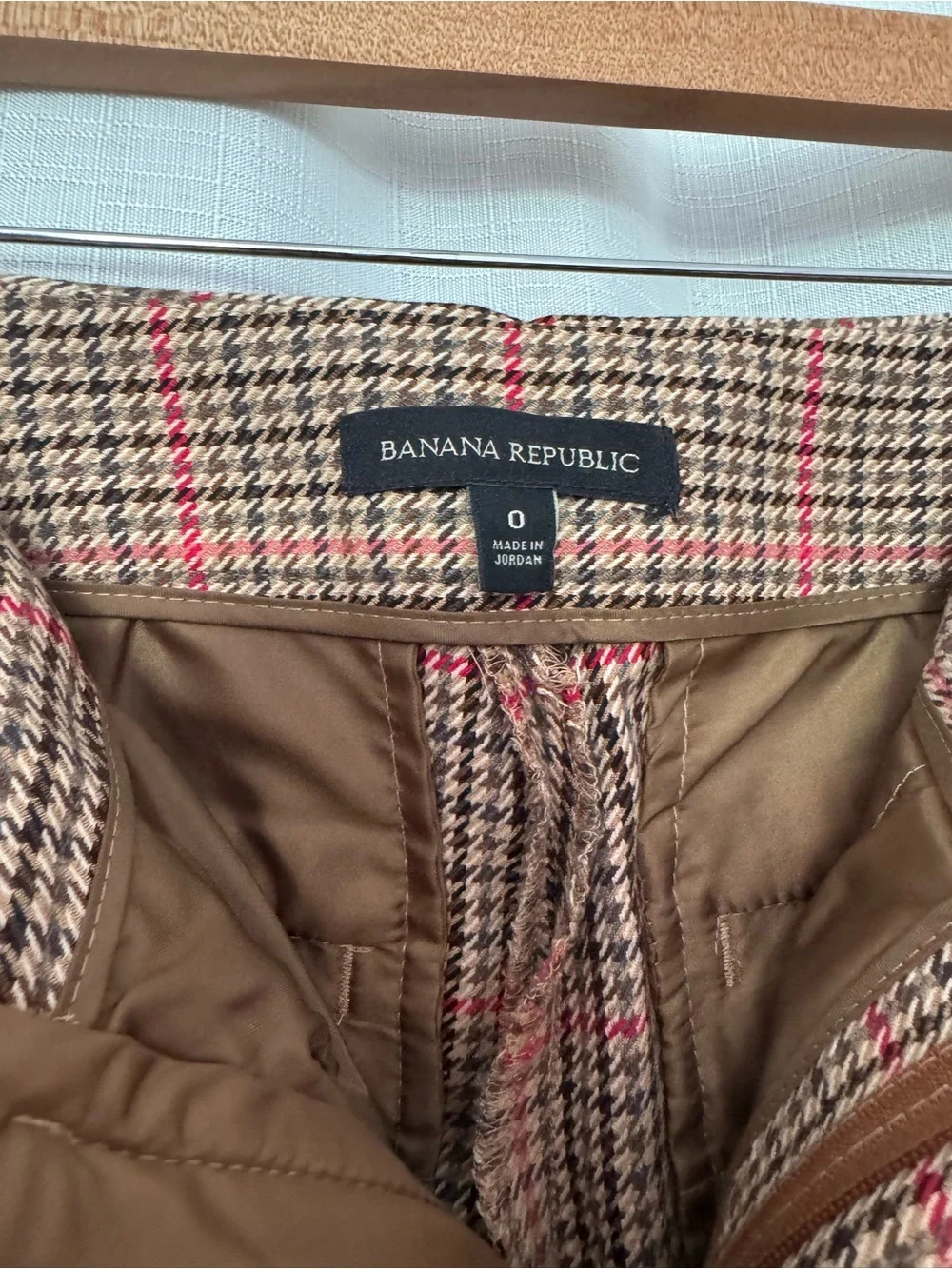 Banana Republic Brown Plaid Flare Pants with Red Windowpane